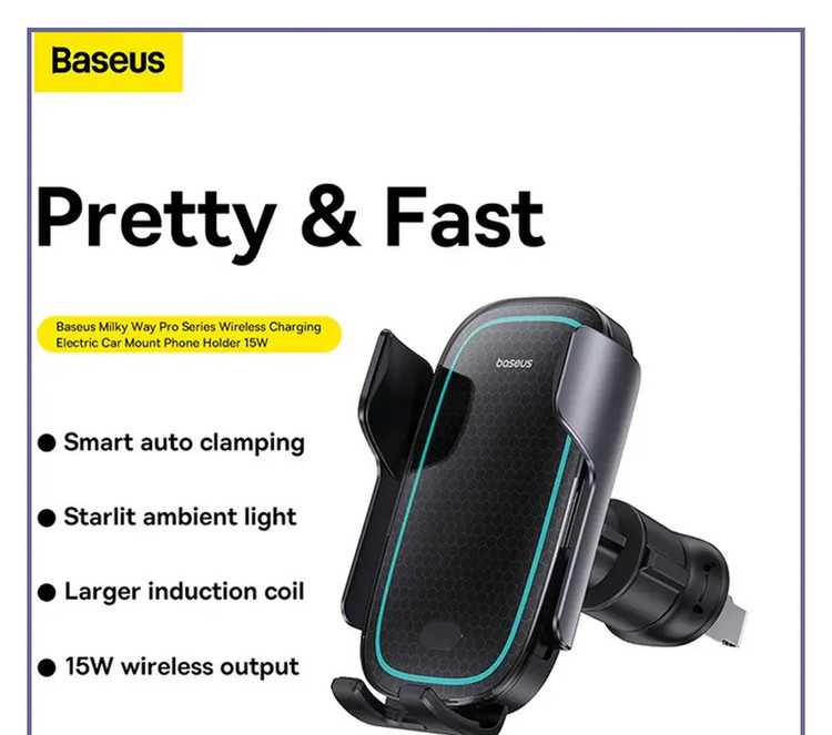 پایه نگهدارنده و شارژر بی سیم بیسوس Baseus Wireless Charging Car Holder C40357000111 (E)
