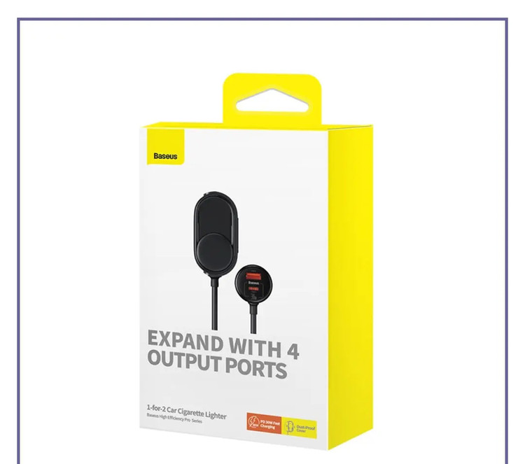 شارژر فندکی 4 پورت 30 وات بیسوس Baseus High Efficiency Pro 30W 2 in 1 Car Cigarette Lighte BS-CG010 (E)