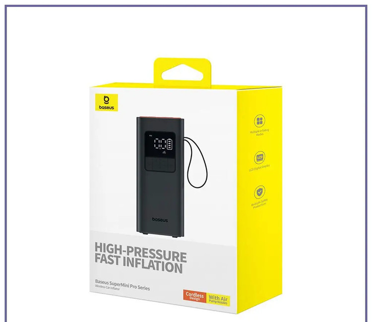پمپ باد قابل حمل شارژی بیسوس Baseus SuperMini Pro Series Wireless Car Inflator BS-CG016 (E)