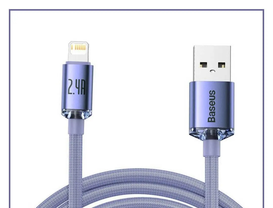 کابل شارژ USB به Lightning بیسوس 2 متر Baseus Crystal Shine USB to iP CAJY000101 (E)