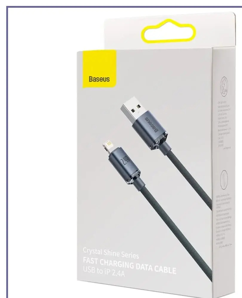 کابل شارژ USB به Lightning بیسوس 2 متر Baseus Crystal Shine USB to iP CAJY000101 (E)