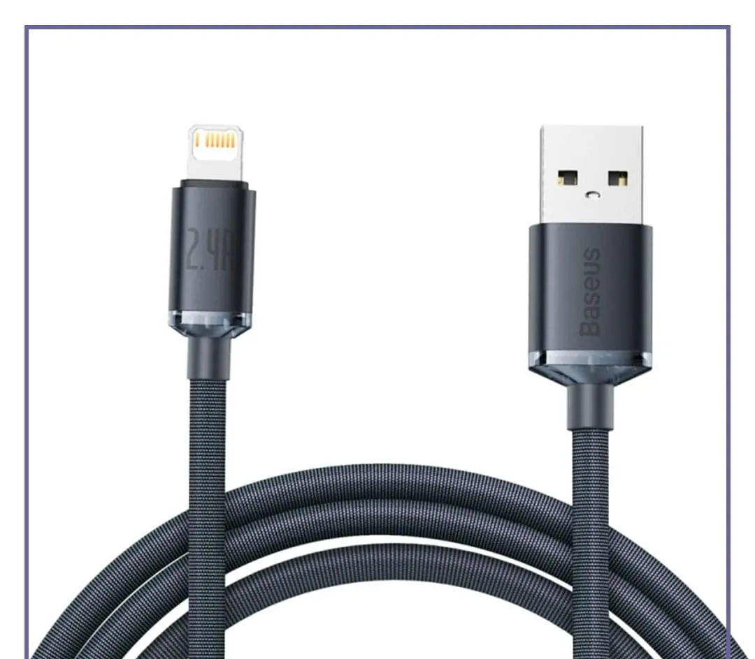 کابل شارژ USB به Lightning بیسوس 2 متر Baseus Crystal Shine USB to iP CAJY000101 (E)
