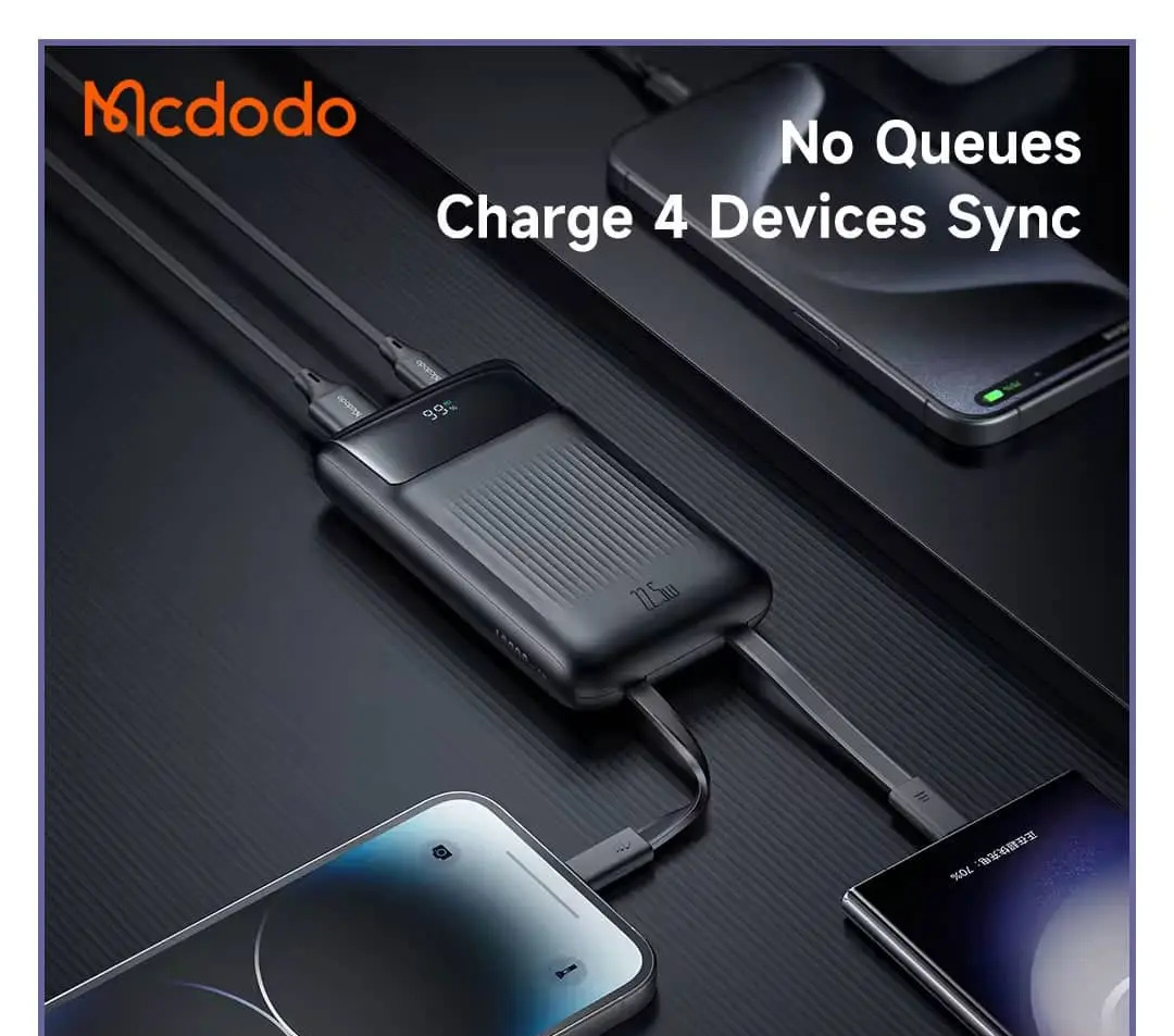 پاوربانک 10000 با کابل 22.5 وات مک دودو Mcdodo Built in Cables Power Bank MC-024 (E)