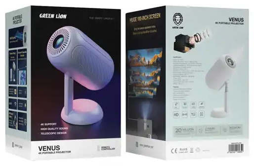 ویدیو پروژکتور گرین لاین Green Lion Venus4K Portable Projector GNVE4KPROJWH (E)