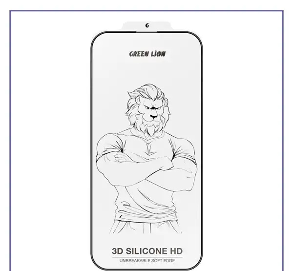 گلس دور سلیکیونی گرین لاین آیفون Green Lion 3D Silicone Plus High Definition For Iphone 16 PRO (E)