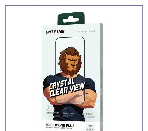گلس دور سلیکیونی گرین لاین آیفون Green Lion 3D Silicone Plus High Definition For Iphone 16 PRO (E)