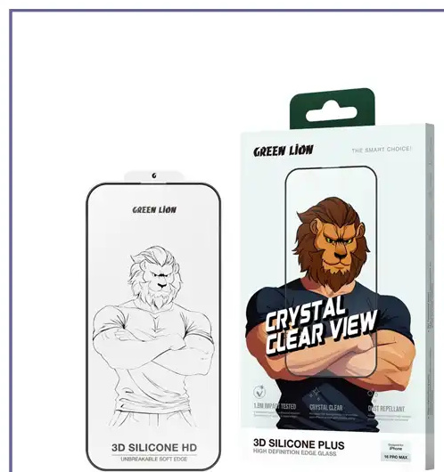 گلس دور سلیکیونی گرین لاین آیفون Green Lion 3D Silicone Plus High Definition For Iphone 16 PRO (E)