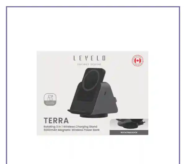 شارژر وایرلس و پاور بانک 5000 سه کاره لولو Levelo TERRA Wireless Charging with Portable Power Bank (E)