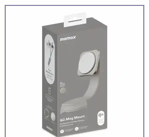 هولدر مگنتی و شارژر وایرلس مومکس Momax Q2. Mag Mount 15W MagSafe Wireless Charger CM32L (E)