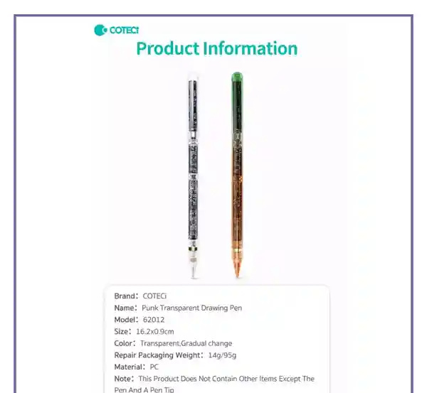 قلم آیپد شفاف کوتسی Coteci Punk Transparent Drawing Pen 62012 (E)