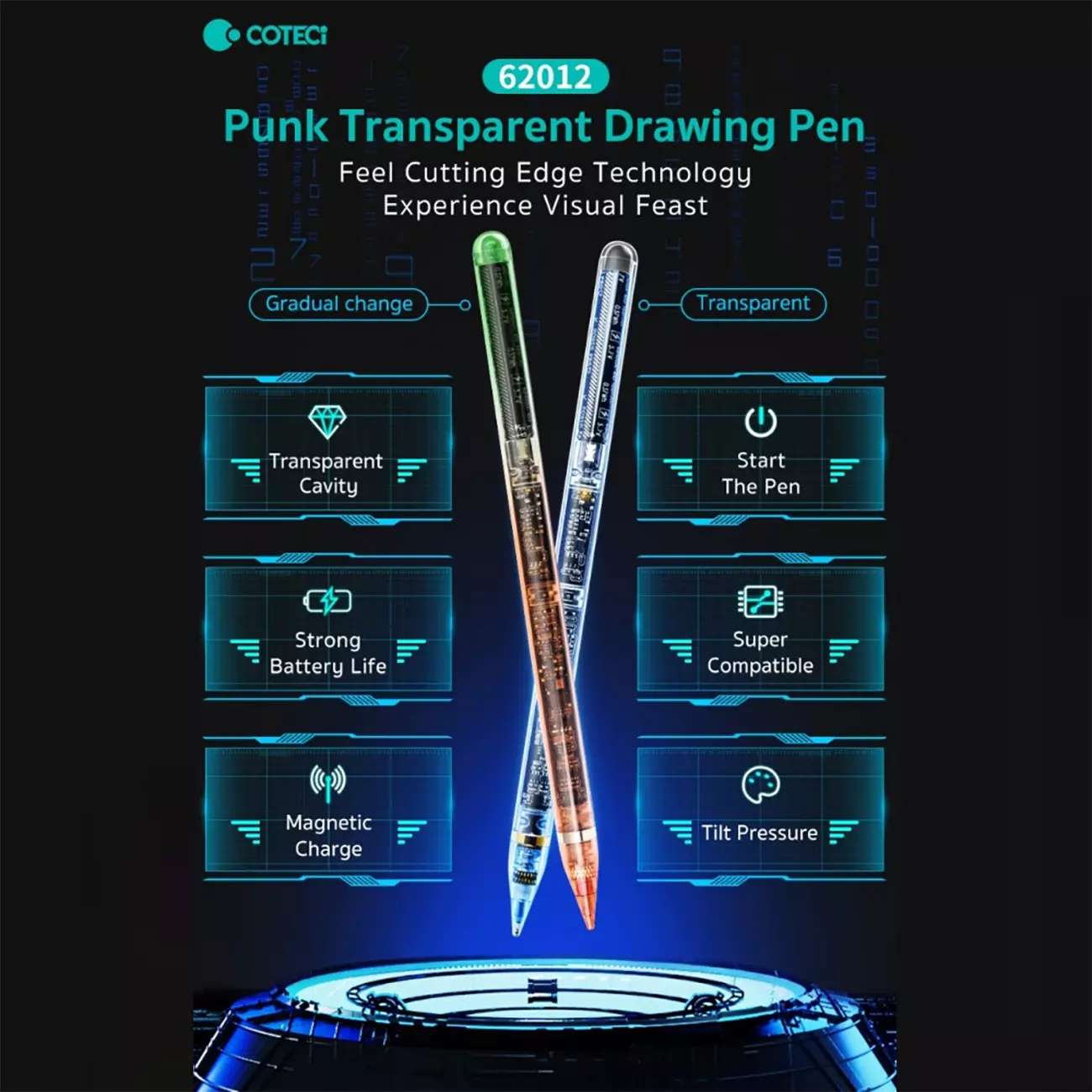 قلم آیپد شفاف کوتسی Coteci Punk Transparent Drawing Pen 62012 (E)