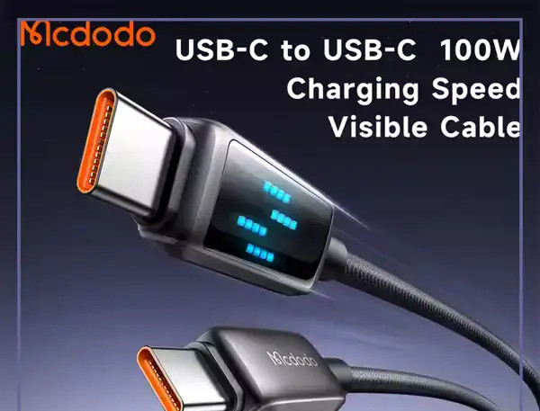 کابل شارژ دو سر تایپ سی 100 وات 1.2 متر مک دودو Mcdodo Type-C To Type-C Charging Speed Visible Cable CA-4250 (E)