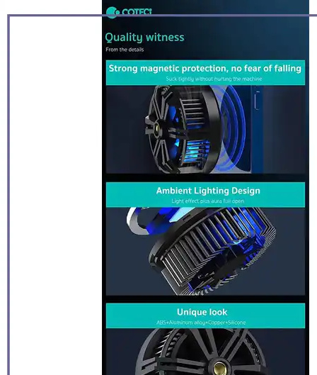 فن خنک کننده مگنتی موبایل کوتسی Coteci Magnetic Cooling Fan SD-45 51008 (E)