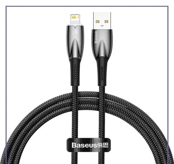 کابل شارژ لایتنینگ 2 متر بیسوس Baseus Glimmer Fast Charging Data Cable CADH000301 (E)