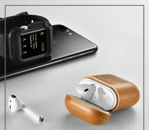 کاور ایرپاد 1/2 چرم ایکارر ICARER Air Pods Protective Leather Case IAP018 (E)