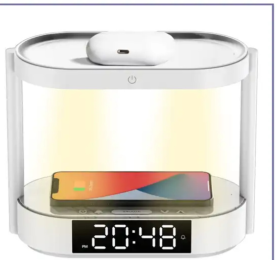 شارژر وایرلس و چراغ خواب پرودو Porodo Bedside Lamp Wireless Charging Digital Clock PD-BLWCDC (E)