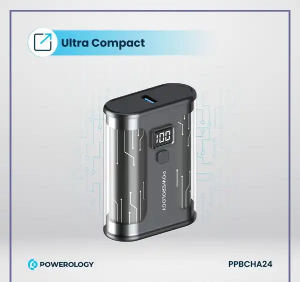 پاوربانک 20 وات 10000 میلی آمپر پاورولوژی Powerology Crystalline Series Power Bank PPBCHA24 (E)