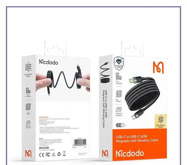 کابل دو سر تایپ سی با بدنه مگنتی مک دودو Mcdodo Magnetic Self – Winding CA-2000 (E)