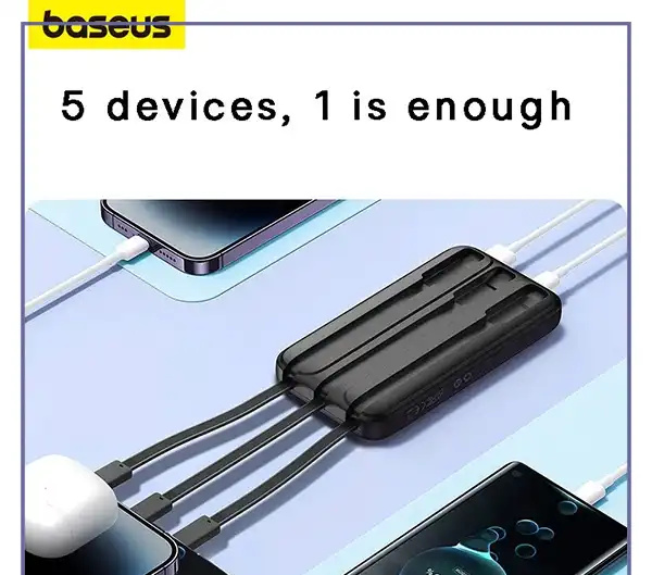 پاوربانک 22.5 وات 10000 با کابل همراه بیسوس Baseus Comet Power Bank PPMD2-10 (E)