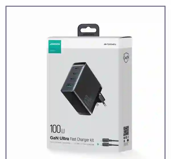 آداپتور شارژ 4 پورت 100 وات با کابل جویروم JOYROOM GaN Ultra JR-TCG04 (E)