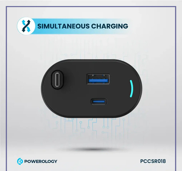 شارژرفندکی 70 وات با کابل پاورولوژی Powerology Car Charger 70W PCCSR018 (E)