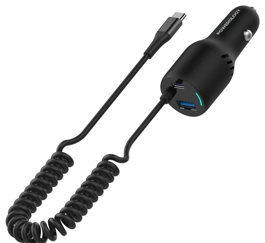 شارژرفندکی 100 وات با کابل پاورولوژی Powerology Car Charger 100W PCCSR016 (E)
