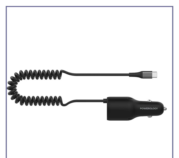 شارژرفندکی 100 وات با کابل پاورولوژی Powerology Car Charger 100W PCCSR016 (E)