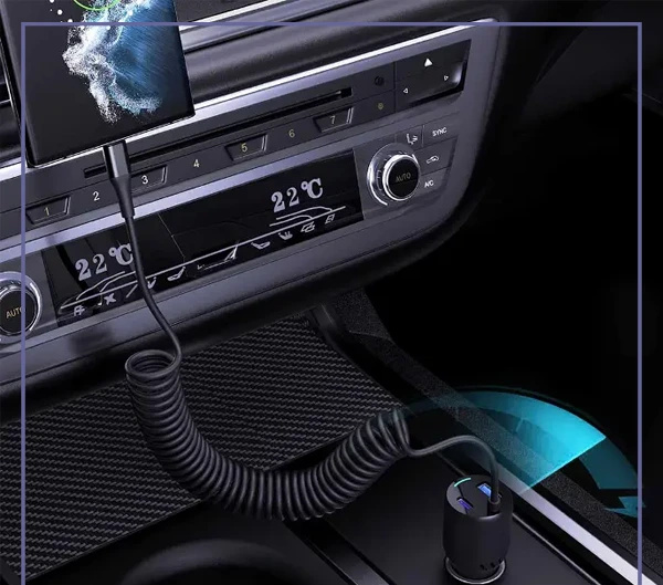 شارژرفندکی 100 وات با کابل پاورولوژی Powerology Car Charger 100W PCCSR016 (E)