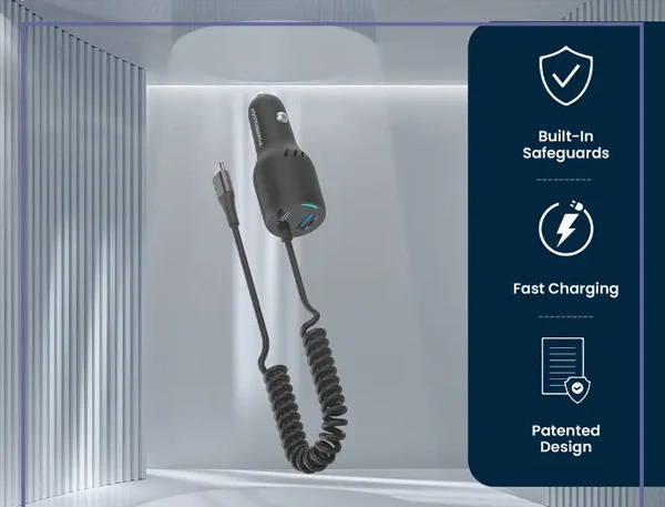 شارژرفندکی 100 وات با کابل پاورولوژی Powerology Car Charger 100W PCCSR016 (E)