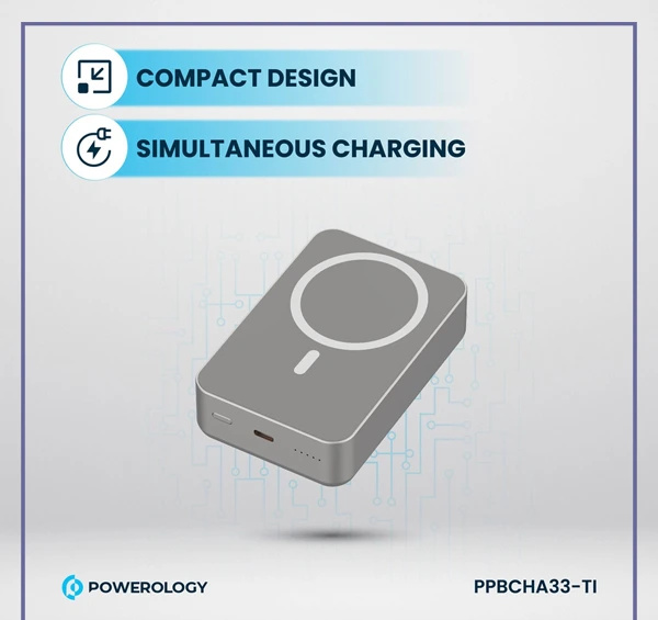 پاوربانک مگ سیف 20000 پاورولوژی Powerology Magsafe Aluminum Power Bank PPBCHA33 (E)
