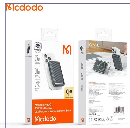 پاوربانک وایرلس مگ سیف 30وات 10000 مک دودو Mcdodo Qmag qi2 Power Bank MC-781 (E)