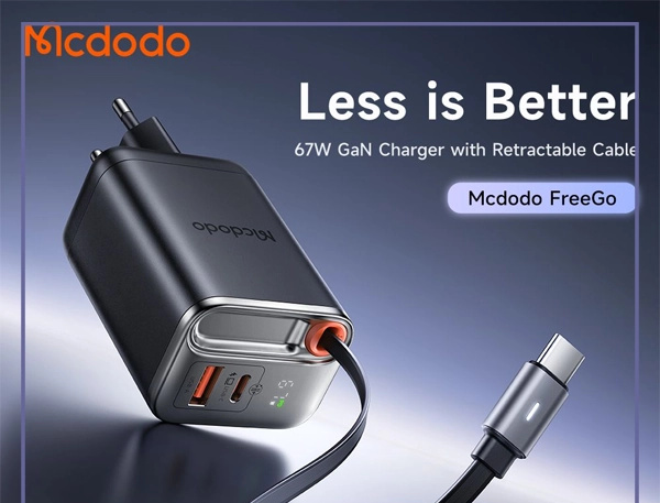 آداپتور 67 وات با کابل تایپ سی مک دودو Mcdodo FreeGo GaN Charger CH-4100 (E)