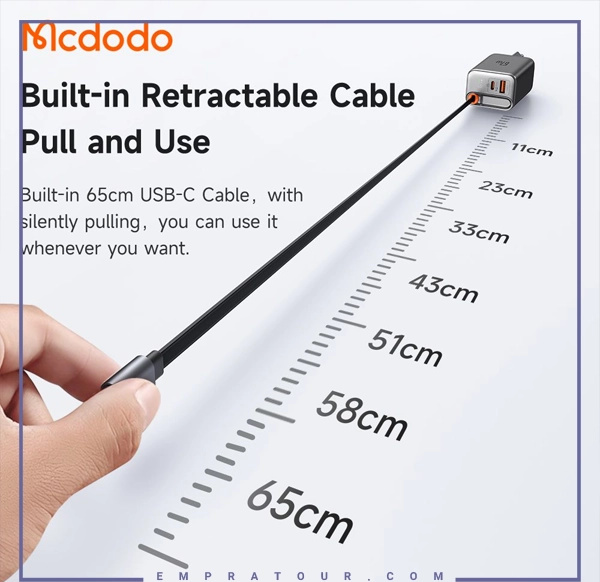 آداپتور 67 وات با کابل تایپ سی مک دودو Mcdodo FreeGo GaN Charger CH-4100 (E)