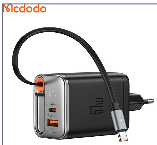 آداپتور 67 وات با کابل تایپ سی مک دودو Mcdodo FreeGo GaN Charger CH-4100 (E)