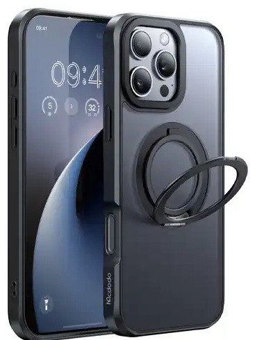 قاب آیفون 16 پرومکس مگسیف دار با پایه مک دودو Mcdodo Iphone 16 pro max Protective Case With Magnetic Structure PC-4933 (E)