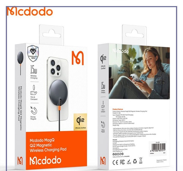 شارژر وایرلس مگنتی مک دودو Mcdodo MagQ Qi2 Magnetic Wireless Charging Pad CH-2860 (E)