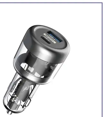 شارژر فندکی35 وات دو پورت Powerology 35W Transparent Car Charger PCCSR017 (E)