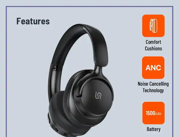 هدست بیسیم پرودو Porodo Soundtec Zen Active Noise-Cancellation Headphone PD-STWLEP025 (E)