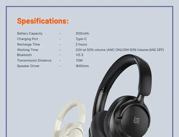 هدست بیسیم پرودو Porodo Soundtec Zen Active Noise-Cancellation Headphone PD-STWLEP025 (E)