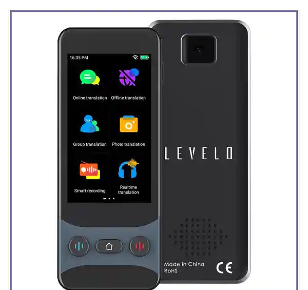 دستگاه مترجم صوتی همراه آنلاین لولو Levelo FluentLink Offline & Online Voice Translator LVLFLVTGY (E)