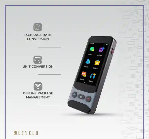 دستگاه مترجم صوتی همراه آنلاین لولو Levelo FluentLink Offline & Online Voice Translator LVLFLVTGY (E)