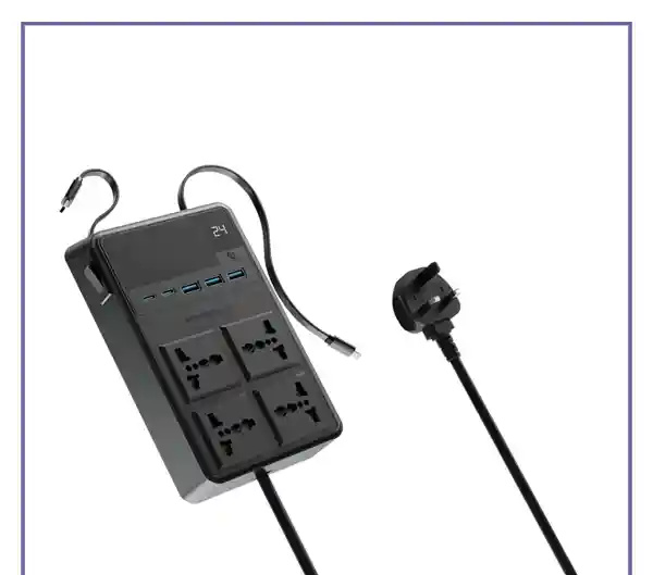 محافظ برق چندراهی برق 2500 وات به همراه کابل جمع شونده پاورولوژی Powerology Power Strip PWCUQC029 (E)