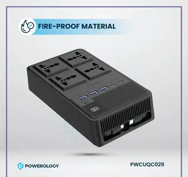 محافظ برق چندراهی برق 2500 وات به همراه کابل جمع شونده پاورولوژی Powerology Power Strip PWCUQC029 (E)