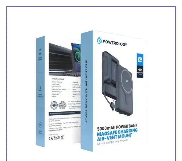 پاوربانک وایرلس و هولدر دریچه کولری پاورولوژی Powerology 5000mAh Air-Vnet Power Bank PPBCHA32 (E)