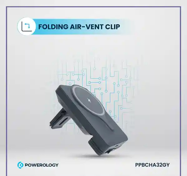 پاوربانک وایرلس و هولدر دریچه کولری پاورولوژی Powerology 5000mAh Air-Vnet Power Bank PPBCHA32 (E)