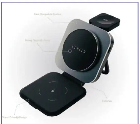شارژر بیسیم 3 کاره لولو Levelo TrioFlow 3 In 1 Wireless Charger (E)