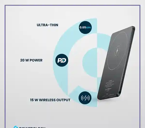پاوربانک وایرلس 5000 پاورولوژی Powerology Ultra-Thin Magsafe Power Bank PPBCHA63 (E)