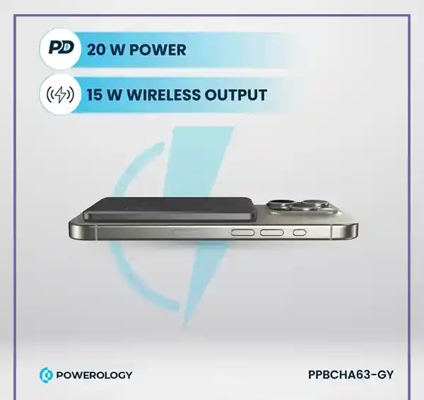 پاوربانک وایرلس 5000 پاورولوژی Powerology Ultra-Thin Magsafe Power Bank PPBCHA63 (E)