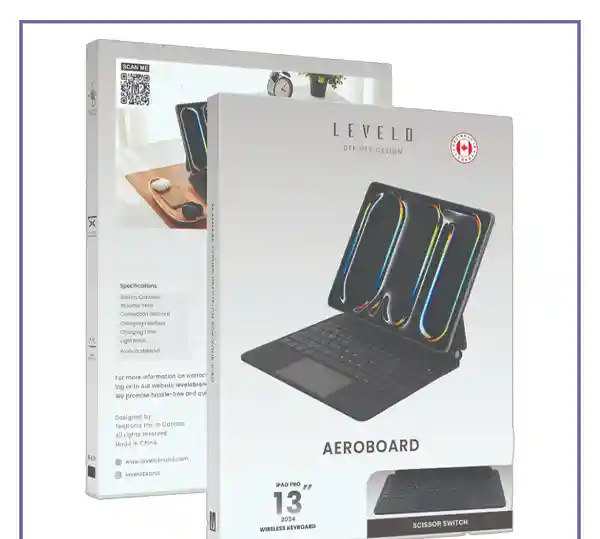 کیس کیبورد دار آیپد لولو Levelo Aeroboard Ipad Pro 13 2024 LVLABKP13BK (E)