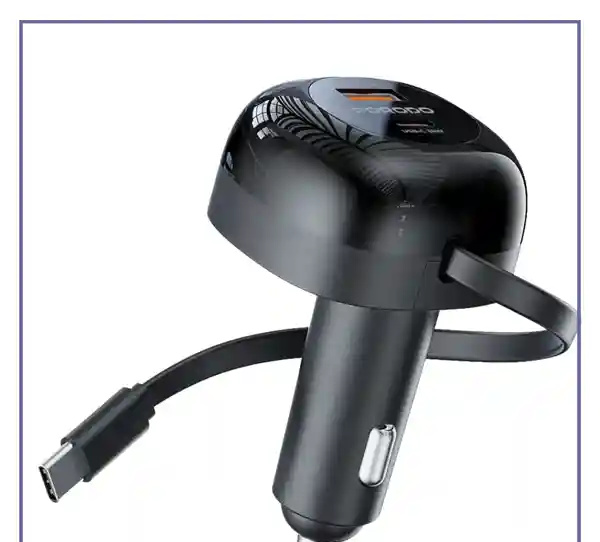 شارژر فندکی 47 وات همراه با کابل تایپ سی پرودو Porodo Dual Port Car Charger PD-FWCH030 (E)